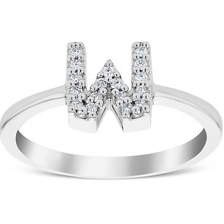                       fashionable Alphabet Silver american diamond ring  For girls and women by Jaipur Gemstone                                              