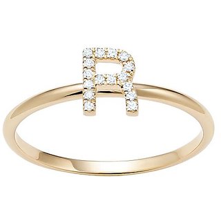                      gold plated Alphabet american diamond ring for girls and Women by Ceylonmine                                              