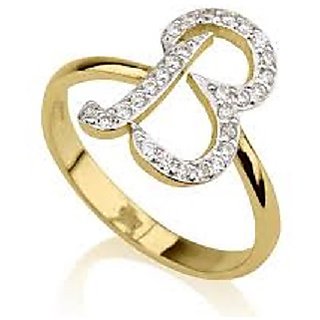                       Stylish Alphabet gold plated american diamond ring  For girls and women by Ceylonmine                                              