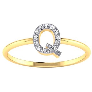                       Ceylonmine Gold Plated Alphabets american diamond ring  For Women                                              