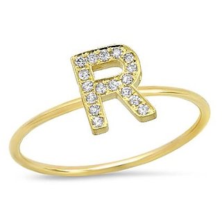                       fashionable Alphabet   gold plated american diamond ring  For girls and women by Ceylonmine                                              