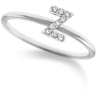                       Alphabet Pure Silver american diamond ring  for girls and Women by Ceylonmine                                              