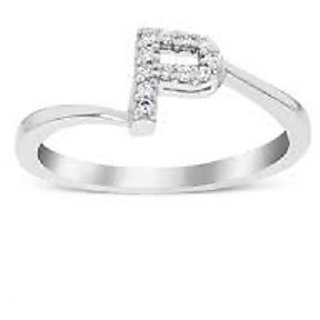                       Silver Alphabet Letters american diamond ring  For Girls  Women by Ceylonmine                                              