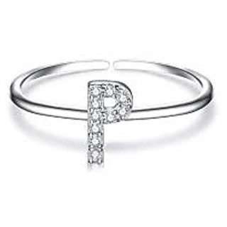                       Ceylonmine alphabets Silver american diamond ring  for Men & Women                                              
