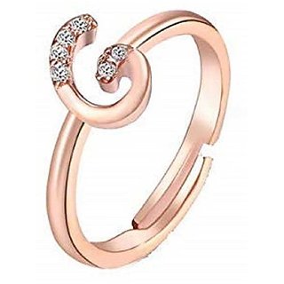                      Ceylonmine  - gold plated Alphabet beautiful american diamond ring  for girls and women                                              