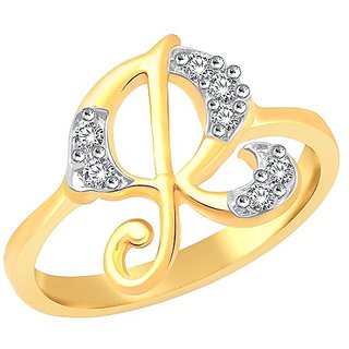                       fashionable Alphabet gold plated american diamond ring  For girls and women by Ceylonmine                                              