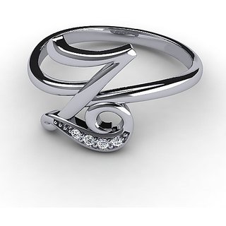                       Stylish Alphabet Silver american diamond ring  For girls and women by Ceylonmine                                              