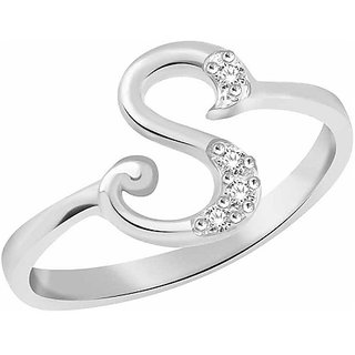                       fashionable Alphabet Silver american diamond ring  For girls and women by Ceylonmine                                              