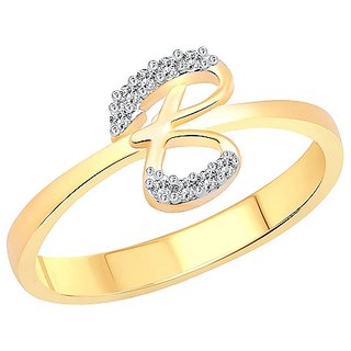                       Ceylonmine Gold Plated Alphabet Letters american diamond ring  For Men  Women                                              