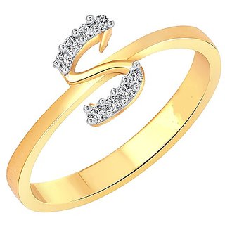                       Ceylonmine alphabets Gold Plated american diamond ring  for Women                                              