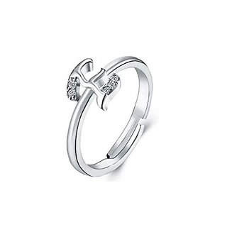                       CeylonmineSilver Alphabets american diamond ring  For Men & Women                                              