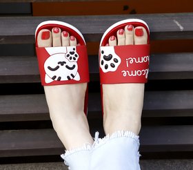Kavsun Womens Red Slides