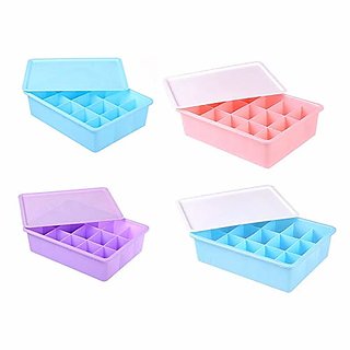 H'ENT 15 grid Plastic Organizer Box with Lid set of 4