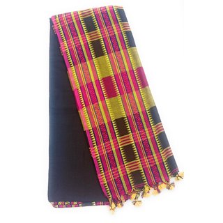                       PREOSY Women's Pure Cotton Begampuri Saree With Running Blouse  (Black)                                              