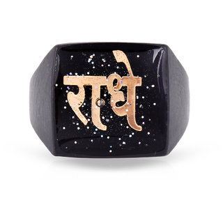                       MissMister Brass Black Rhodium Plated Radha Krishan Fashion fingerring Hindu Jewelry (MM7680ORKL)                                              