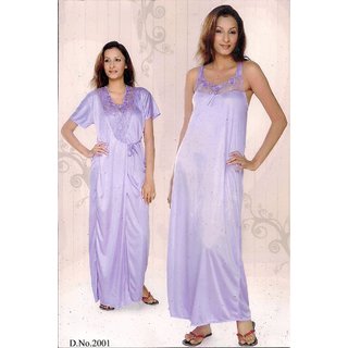                       Women's 2pc Sleepwear set Nighty  Over Coat 2001 Purple Night dress new bed fun Daily  Nightie  Robe                                              
