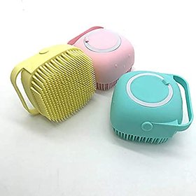 Alciono Silicone Soft Bath Body Brush with Shampoo Dispenser Body pack of 3 Scrubber use in Shower, Deep Cleaning, Gentl