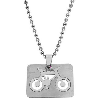                       Sullery Bike Bicycle Sports Marathon Jewelry  Square Pendant Necklace Chain For Men And Women                                              