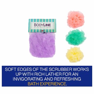                       F A B L A S body line bathing loofahs round scrubber for men and women (Assorted Colour) - Pack of 6                                              