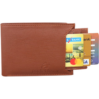                       pocket bazar Men Tan Artificial Leather Wallet (7 Card Slots)                                              