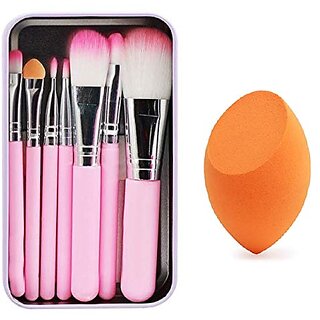                       SWIPA Makeup Brush set of 7 with Sponge puff blender -(pack of 8)                                              