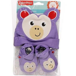 Fisher-Price Fisher Price Baby Cap & Booties Set Pack of 2 Purple (Monkey) (Purple) 04 -18 months