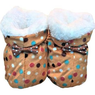 Brown Polka Dot Booties For New Born By Low Price Bazaar