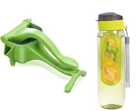 H'ENT Combo of  Manual Hand Press Juicer and Fruit Infuser Water Bottle