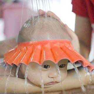 SeaSpirit New Adjustable Baby Kids Shampoo Bath Bathing Safe Soft Shower Button Closure Cap Hat Hair Shield (pack of 2)