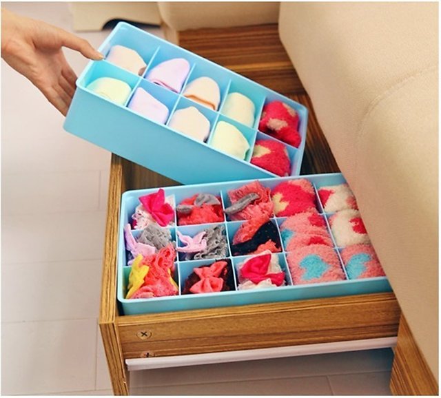 h'ent 15 grid plastic organizer box with lid - 1