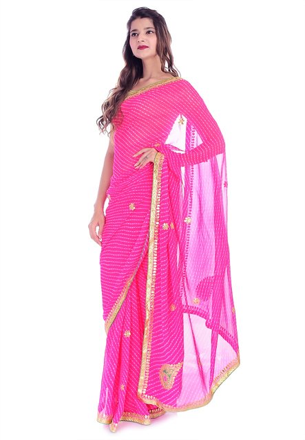 Buy online Green Georgette Rajasthani Saree from ethnic wear for Women by  Manaysa for ₹3799 at 6% off | 2024 Limeroad.com