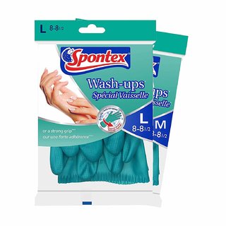                       Spontex Wash  Ups (Anti Slip) Gloves, Express Drying Technology  Natural Latex for Washing,Cleaning.                                              