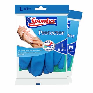                       Spontex Protector Gloves, Heavy Duty  Extra Long Cuffs for Washing, Cleaning, Kitchen, Gardening and Sanitation                                              