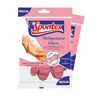                       Spontex Reusable Multipurpose Safety Gloves for Washing, Cleaning, Kitchen, Garden and Sanitation PO'2                                              