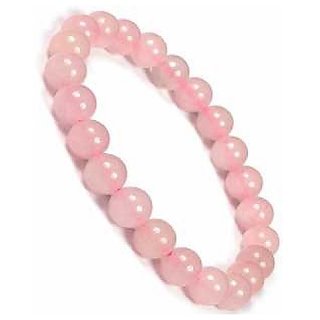                       Stone 100 Natural Rose quartz Bracelet by CEYLONMINE                                              