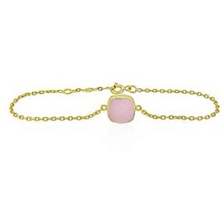                       Natural Stone Rose quartz gold plated Bracelet for unisex by CEYLONMINE                                              