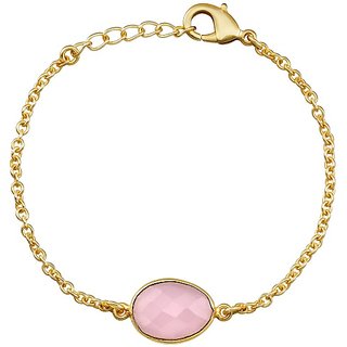                       natural Rose quartz Stone gold plated Bracelet for unisex by CEYLONMINE                                              