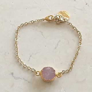                       Rose quartz Bracelet gold plated by CEYLONMINE                                              