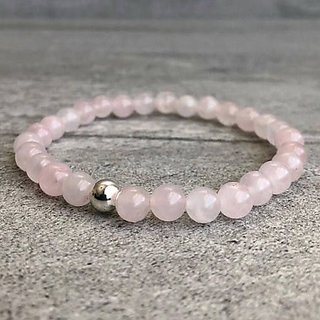                       Natural Stone Rose quartz Bracelet for unisex by CEYLONMINE                                              
