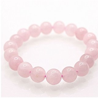                       Stone 100 Natural Rose quartz Bracelet For Girls  Women by CEYLONMINE                                              