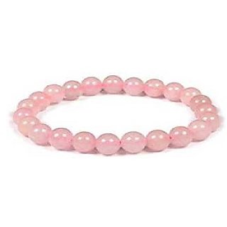                       Natural Lab certified Stone Rose quartz Bracelet for Girls by CEYLONMINE                                              