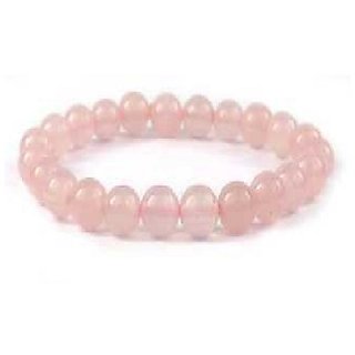                       Stone 100 Natural Rose quartz Bracelet by CEYLONMINE                                              