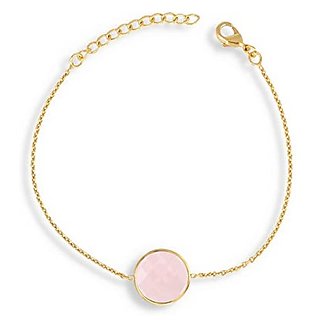                       Natural  Rose quartz Stone gold plated Bracelet for Astrological Purpose  Bracelet by CEYLONMINE                                              