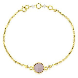                       Rose quartz gold plated Bracelet for unisex by CEYLONMINE                                              
