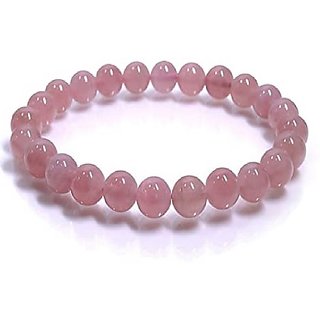                       Stone 100% Natural Rose quartz Bracelet For Girls & Women by CEYLONMINE                                              