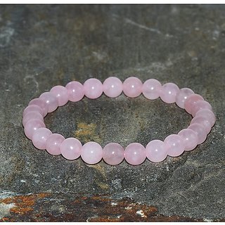                       Natural Lab certified Stone Rose quartz Bracelet for Girls by CEYLONMINE                                              