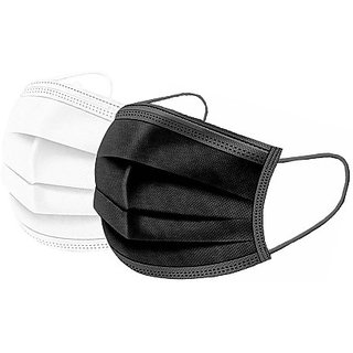 3W Disposable Face Masks (Pack of 100-50 Each Color) With 3 Layer Protection (Black, White) Surgical 3W Disposable Face Masks (Pack of 100-50 Each Color) With 3 Layer Protection (Black, White) Surgical