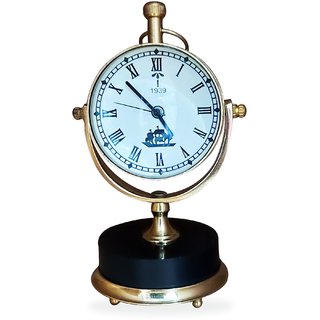 Gola International Item 1993 Round Bottom Desk Clock Table Accessories Royal Look Antique Watch