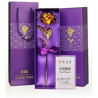 24K Gold Plated Rose with Gift Box with Carry Bag Best Valentines Day Friendships Day, Rose Day, Birthday Gift
