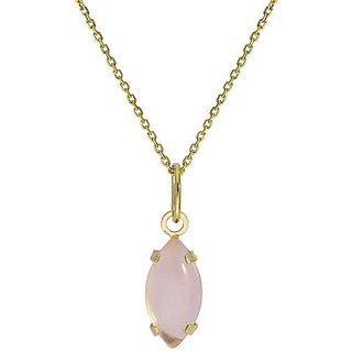                       Certified 5 Carat Gold Plated rose quartz Without chain Pendant by Jaipur Gemstone                                              